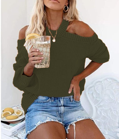 Pull femme Cool Off-Shoulder en tricot avec des manches larges Chic und Stil