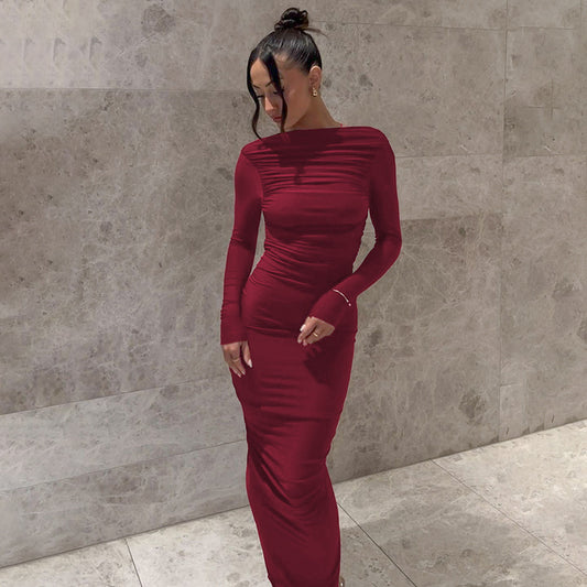 Robe longue élégante pour femmes avec effet froncé raffiné Chic und Stil