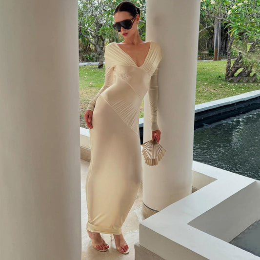 Robes maxi longues élégantes pour femmes avec des drapés raffinés Chic und Stil