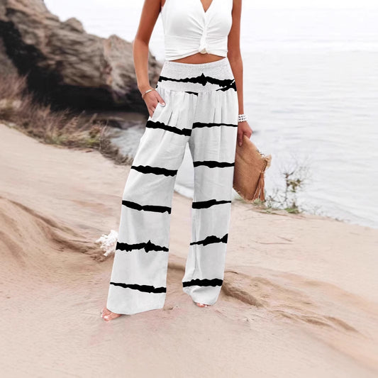 Trend palazzo pants for women with elastic waistband and decorative striped pattern Chic und Stil