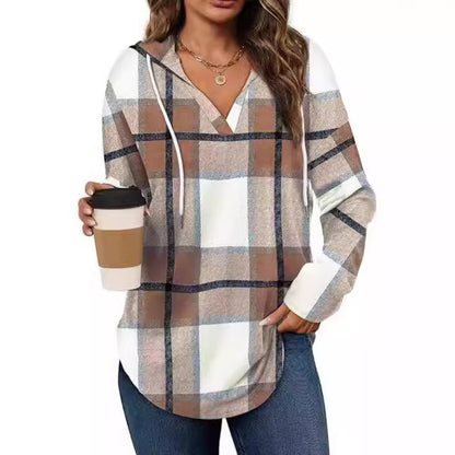 Chemise à carreaux décontractée pour femmes avec capuche Chic und Stil