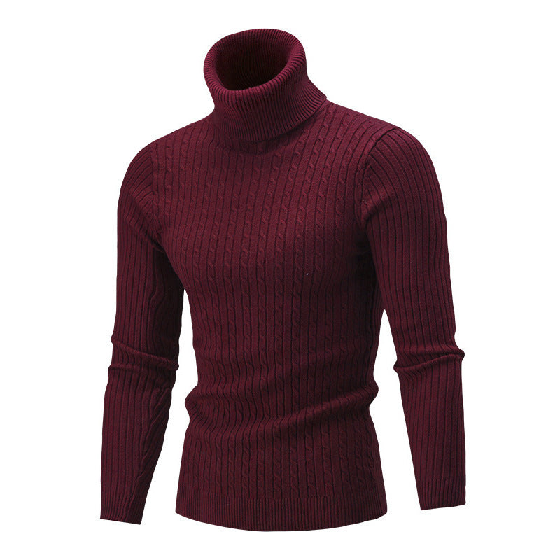 Pull en maille pour hommes à format portrait avec col montant et motif texturé Chic und Stil