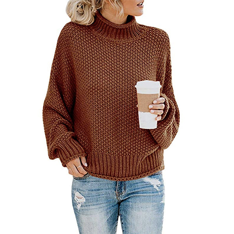 Dames pull en grosse maille avec col haut Chic und Stil
