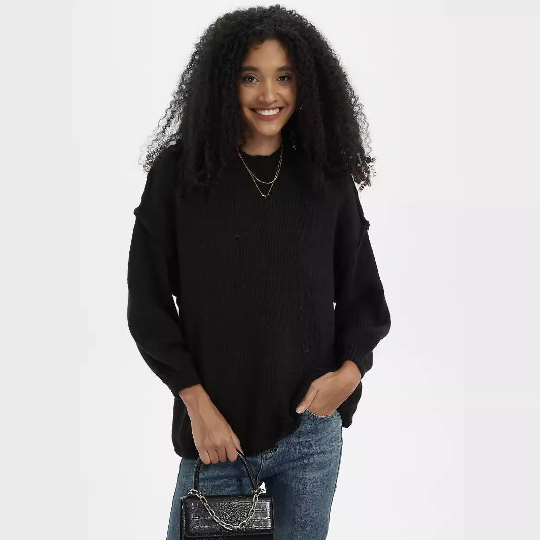 Pull en tricot élégant pour femmes avec col montant et coupe décontractée Chic und Stil