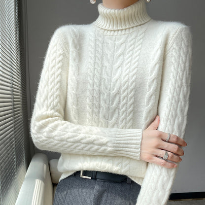 Pull en tricot haut à col montant pour femmes avec motif en relief et matériau doux Chic und Stil