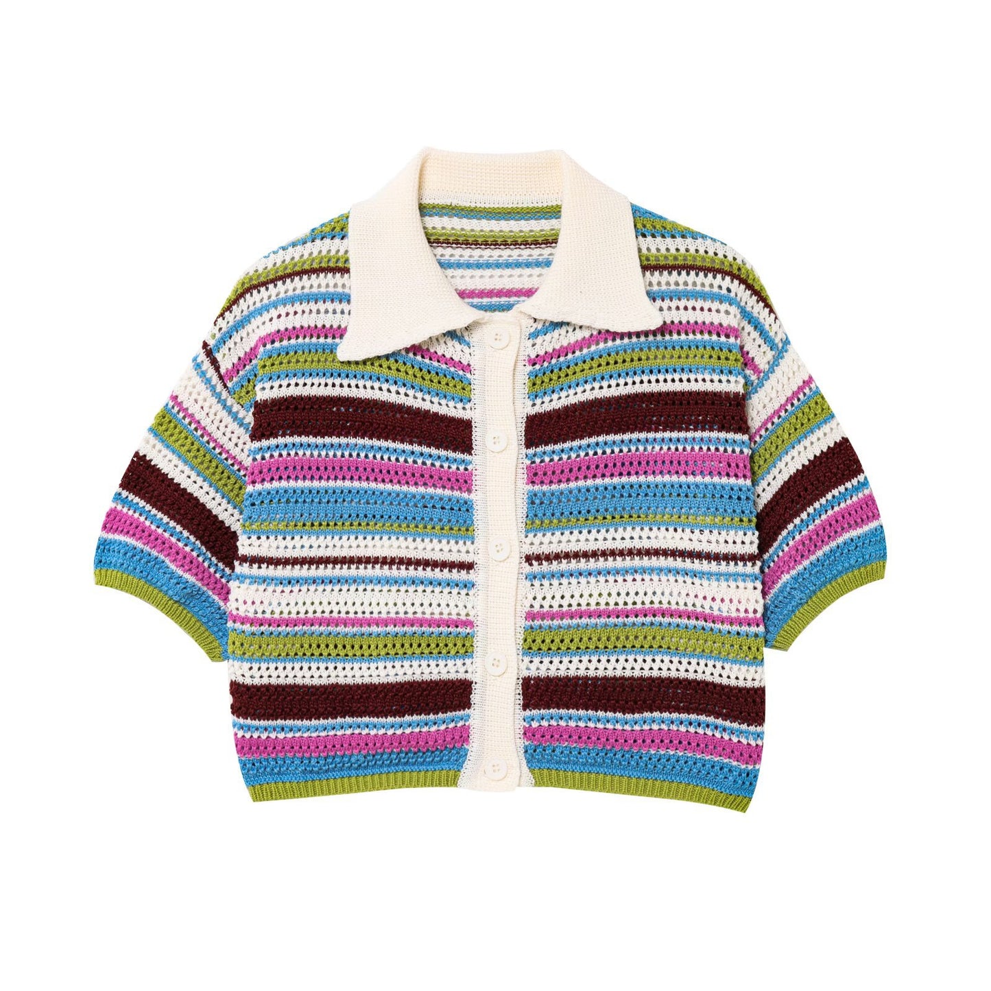 Shorts en tricot aérées pour femmes avec motif rayé coloré Chic und Stil