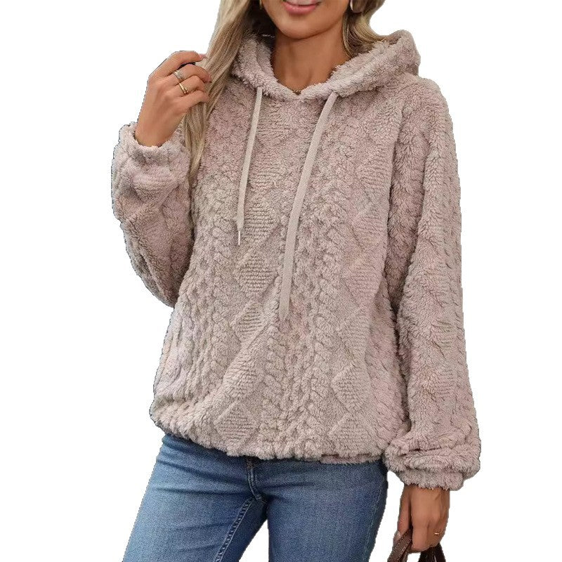 Dames Hoodie douillet au design tricot particulier Chic und Stil