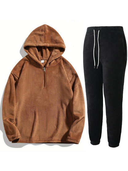 Soft fleece hooded sweatshirt and jogging pants set for women Chic und Stil