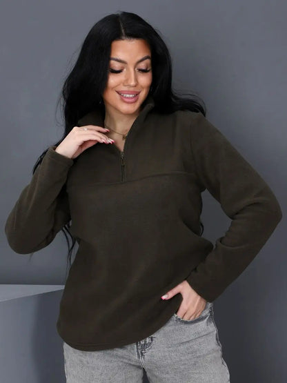 Dames Pull Fleece à demi-zip Chic und Stil