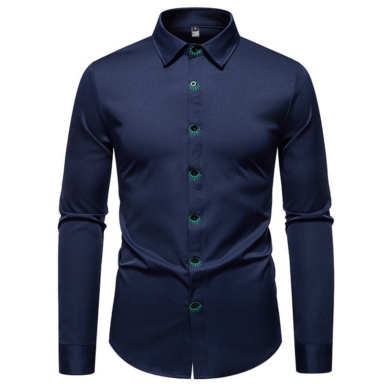 Chemise à manches longues pour hommes avec design de bouton créatif Chic und Stil