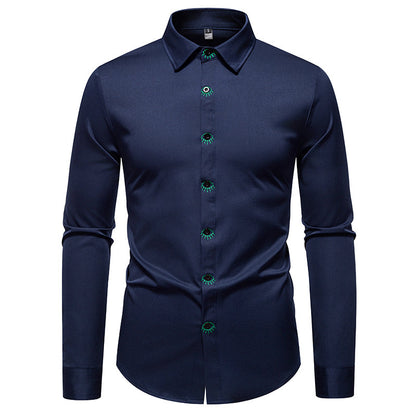 Chemise à manches longues pour hommes avec design de bouton créatif Chic und Stil