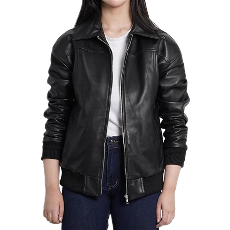 Veste en cuir élégante pour femmes avec coupe décontractée et poches pratiques Chic und Stil