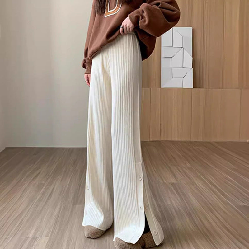 Pleated palazzo pants for women with button details Chic and Style