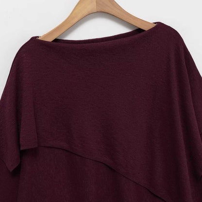 Ladies oversized elegant pullover with asymmetric cut and wide collar Chic and Style