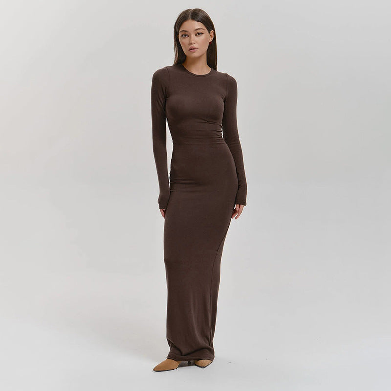 Femmes Élégante Robe Maxi à Manches Longues avec Coupe Sculptante et Grand Confort Chic und Stil