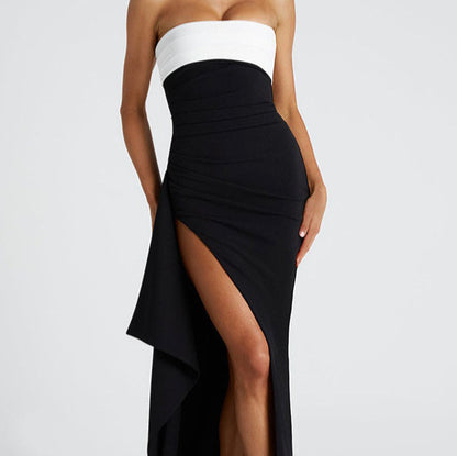 Dames Robe de soirée élégante avec fente profonde et design sans bretelles Chic und Stil