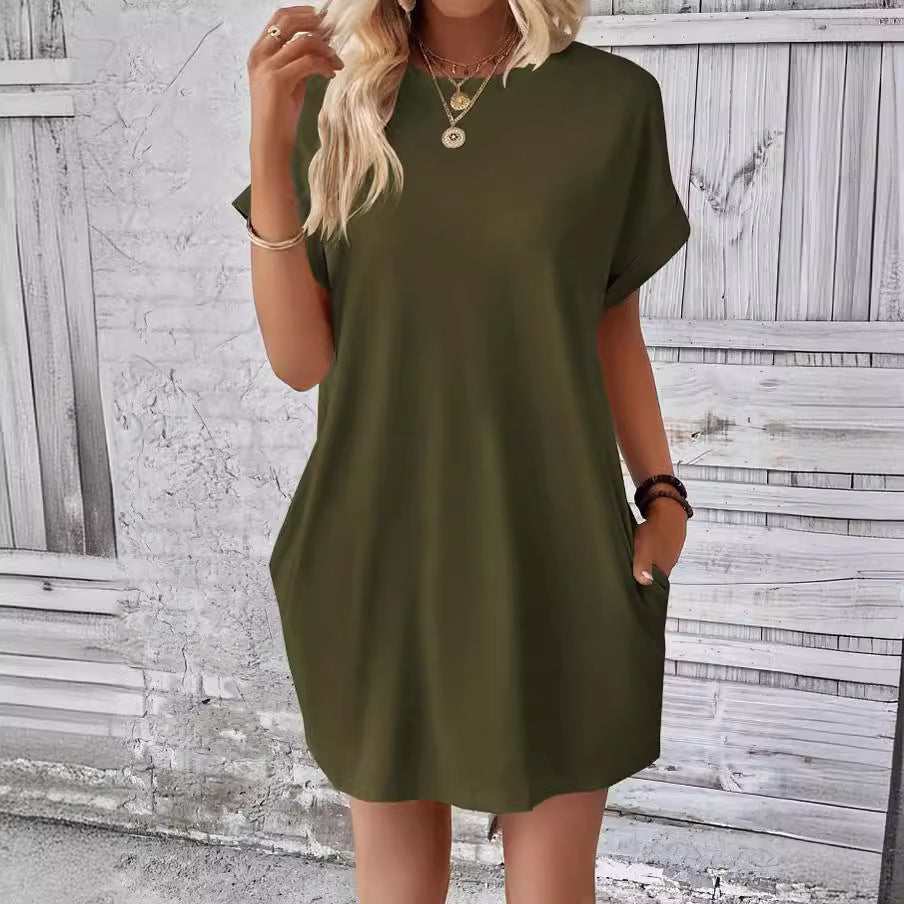Robe d'été à manches courtes pour femmes avec poches Chic und Stil