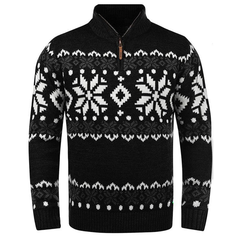 Pull en tricot pour hommes avec demi-fermeture éclair et motif de Noël Chic und Stil