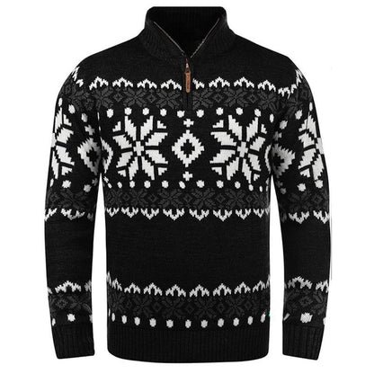 Pull en tricot pour hommes avec demi-fermeture éclair et motif de Noël Chic und Stil