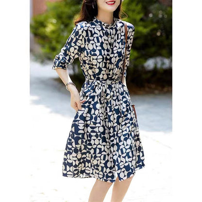Robe chemise A-line à motif élégante pour femmes Chic und Stil