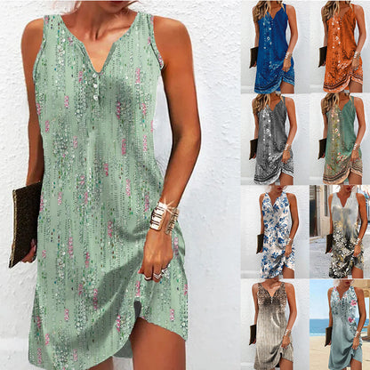 Robe d'été élégante pour femmes avec décolleté en V profond et motif séduisant Chic und Stil