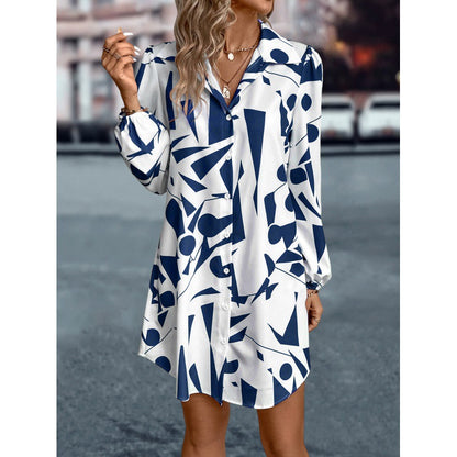 Robe chemise à imprimé abstrait pour femmes Chic und Stil