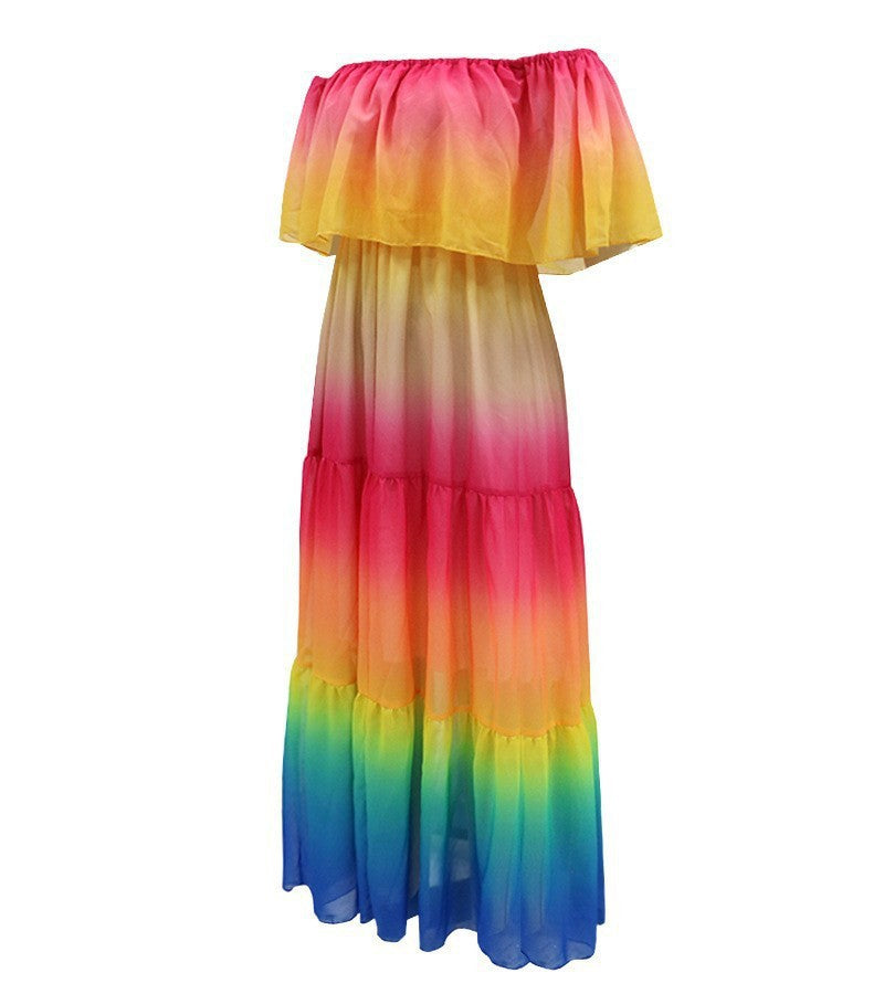 Robe maxi off-shoulder pour femmes avec ourlet en couches Chic und Stil