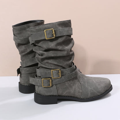 Bottines à la mode pour femmes avec des boucles élégantes et un design plissé raffiné Chic und Stil