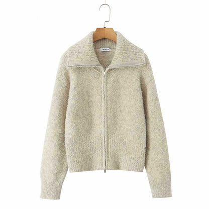 Dames confortable veste en polaire avec col montant et fermeture éclair Chic und Stil