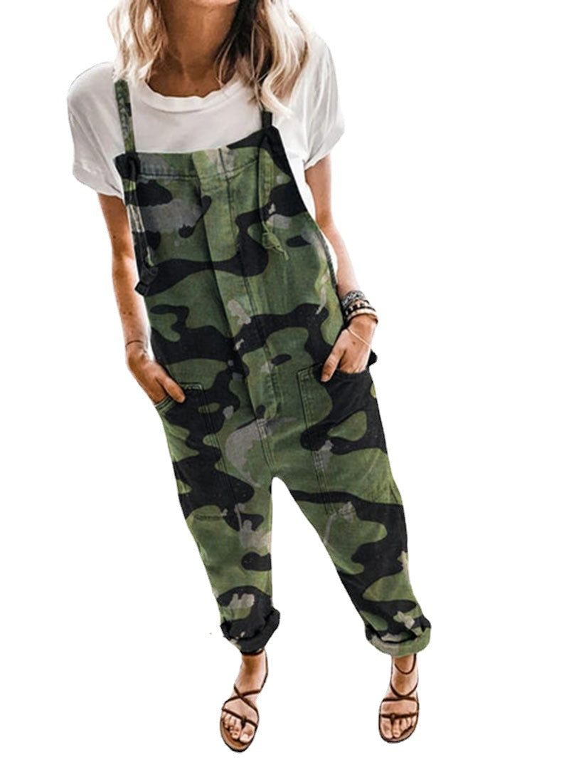 Dames Décontractée Salopette Camouflage Chic und Stil