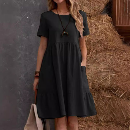 Robe d'été décontractée pour femmes avec poches et volants Chic und Stil