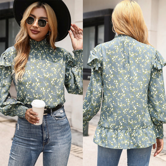 Blouse élégante pour femmes avec détail en volants et col haut Chic und Stil