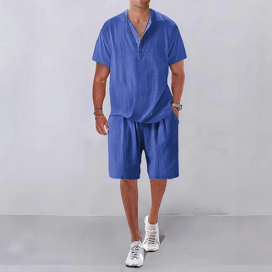 Hommes Décontracté Détente Ajustement Lin Ensemble Chic und Stil