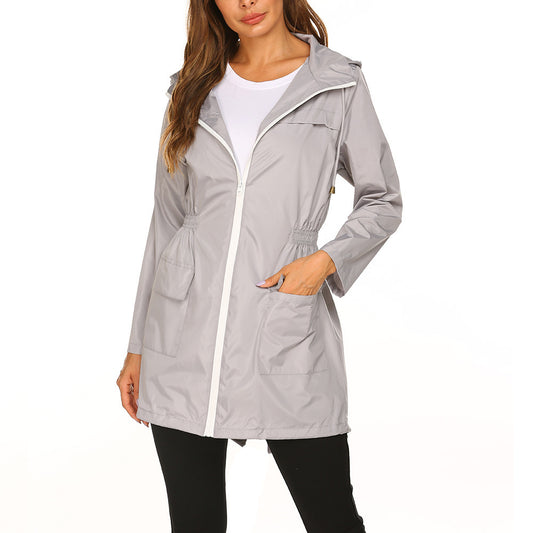 Dame veste de plein air imperméable avec capuche réglable et taille élastique Chic und Stil