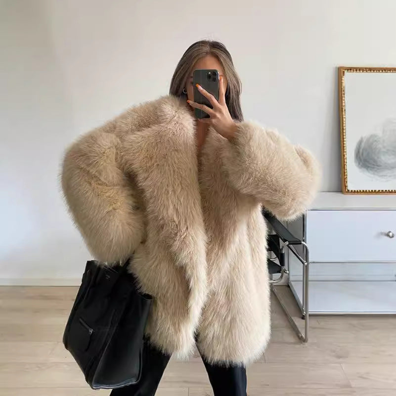 Dames Boucle Veste en fourrure artificielle Chic und Stil