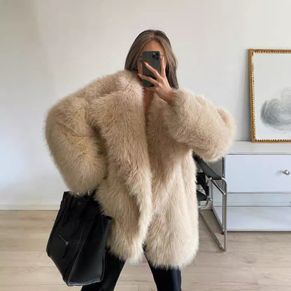 Dames Boucle Veste en fourrure artificielle Chic und Stil