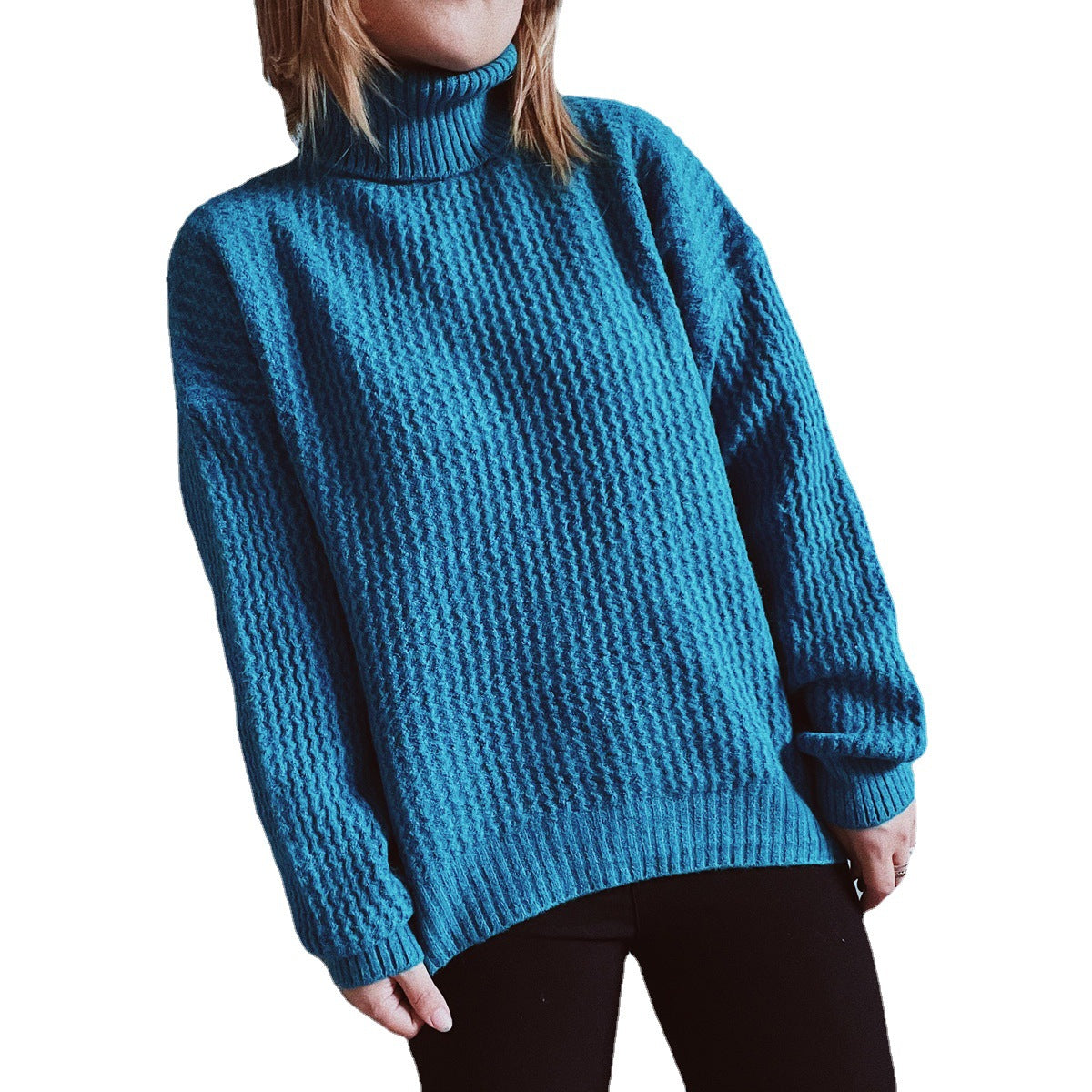 Pull en gros tricot pour femmes avec motif texturé et col haut Chic und Stil