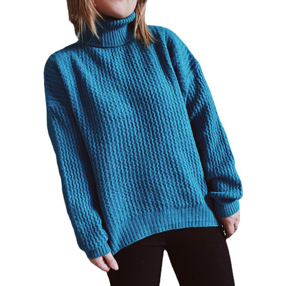 Pull en gros tricot pour femmes avec motif texturé et col haut Chic und Stil