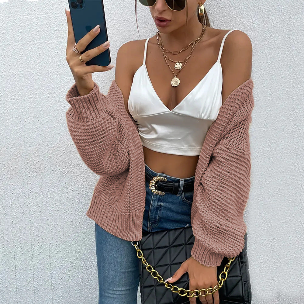 Dames gros tricot cardigan avec coupe ample et manches douces Chic und Stil