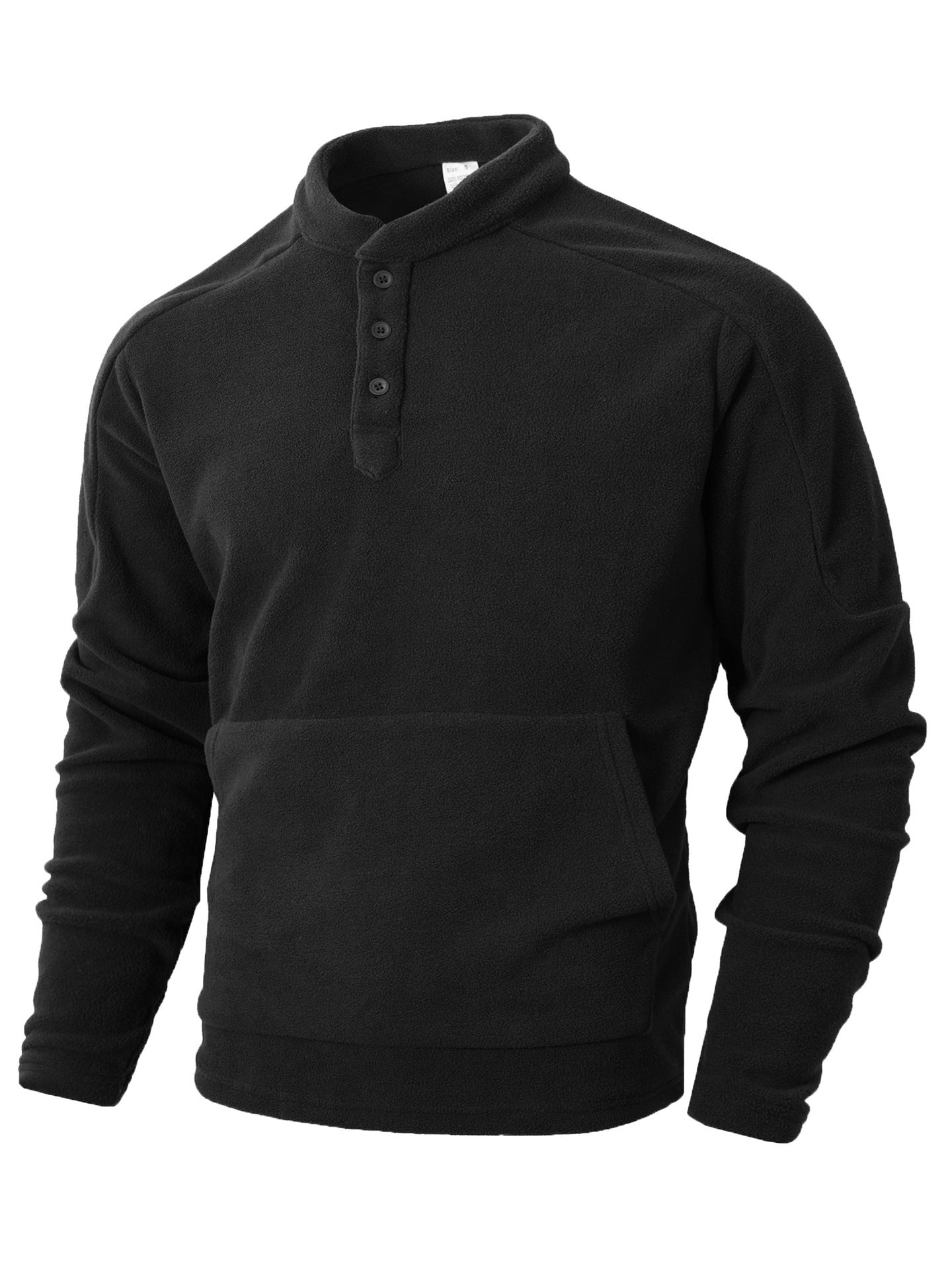 Men's fleece pullover with trendy high collar and practical button details Chic and Style