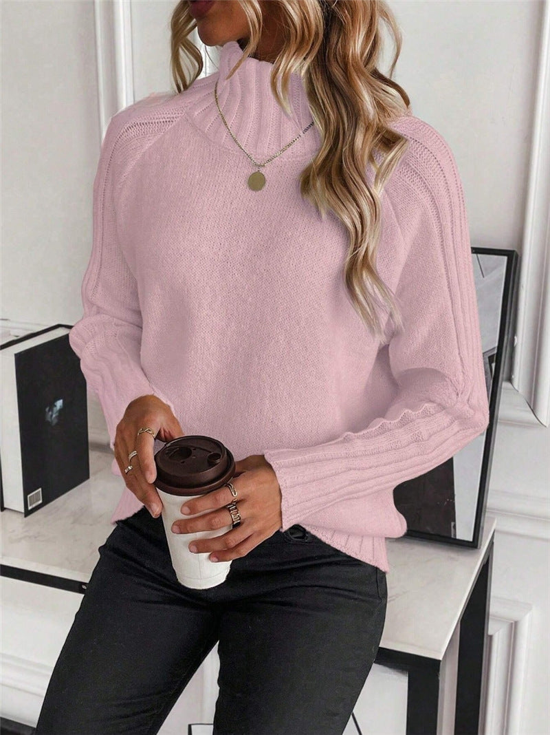 Pull femme avec col montant moderne et design en ribbes structuré Chic und Stil