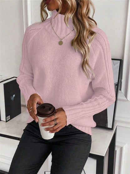 Pull femme avec col montant moderne et design en ribbes structuré Chic und Stil