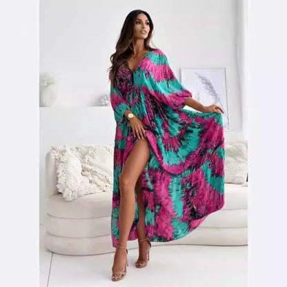 Robe maxi femme avec décolleté élégant au dos et manches volantées amples Chic und Stil