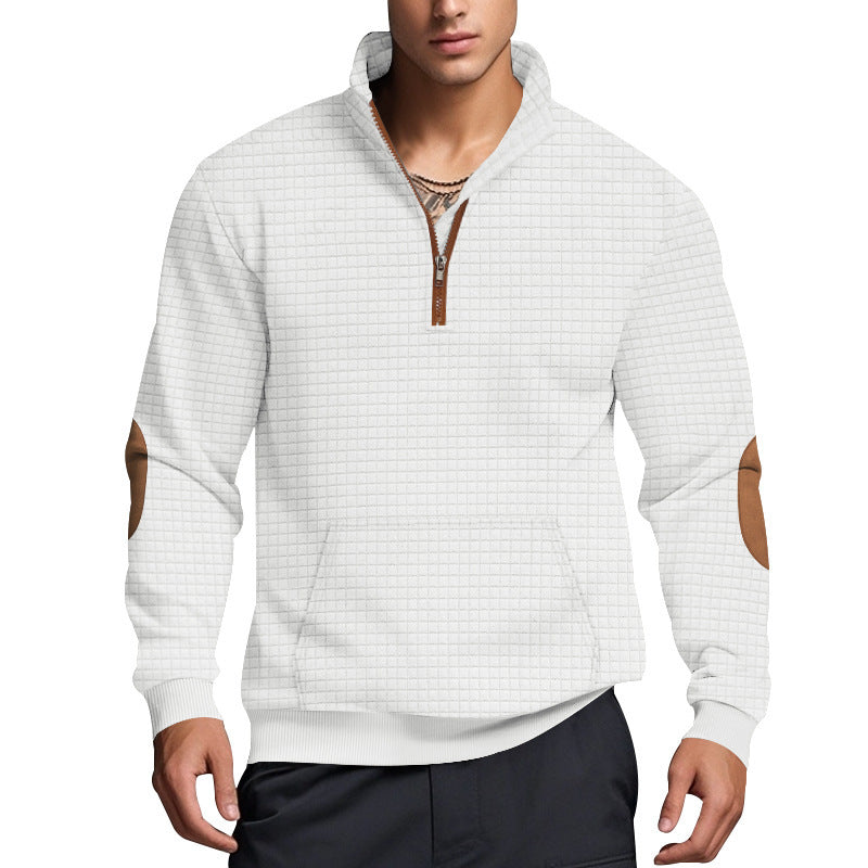 Sporty pullover for men with half-zip closure and textured surface Chic and Style