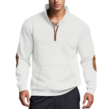 Sporty pullover for men with half-zip closure and textured surface Chic and Style