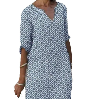 Robe midi décontractée pour femmes avec décolleté en V et boutons pratiques Chic und Stil