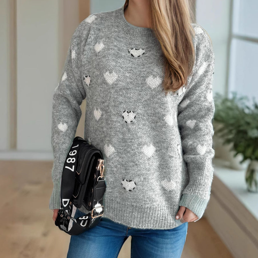 Pull femme en tricot douillet avec design en forme de cœur et matériau doux Chic und Stil