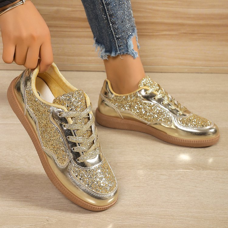 Baskets scintillantes pour dames avec une tige à la mode et une semelle confortable Chic und Stil