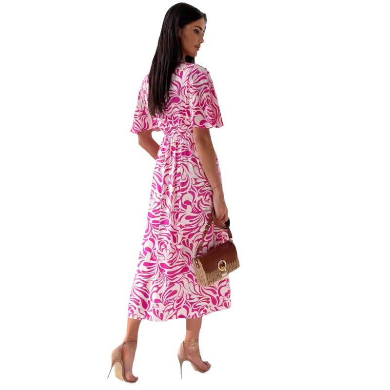 Dames Robe Maxi Wrap Fluide Chic und Stil