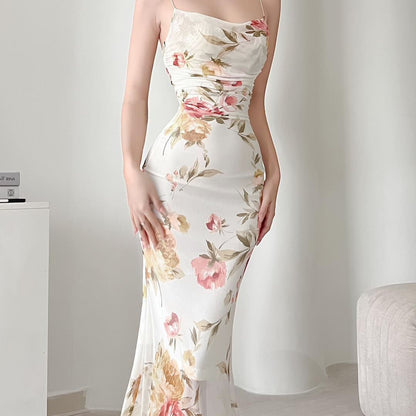 Robe Midi Fleurie Femmes avec Fronces Chic und Stil